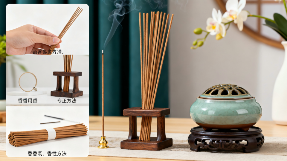  Tools for Using Incense sticks: Incense sticks and dedicated incense burner holder