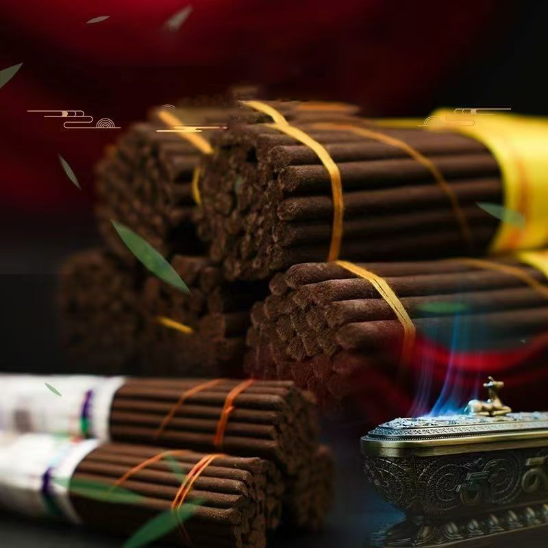 Natural Handmade Tibetan Incense Sticks Bundle with Traditional Incense Burner