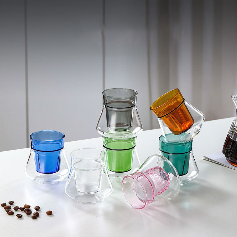 Double Wall Colored Glass Espresso Cup Set 6 Pack
