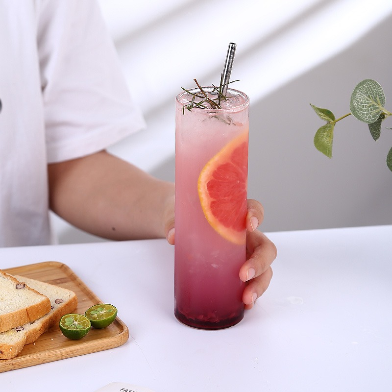 Tall Skinny Highball Glass Tumbler with Grapefruit Iced Cocktail